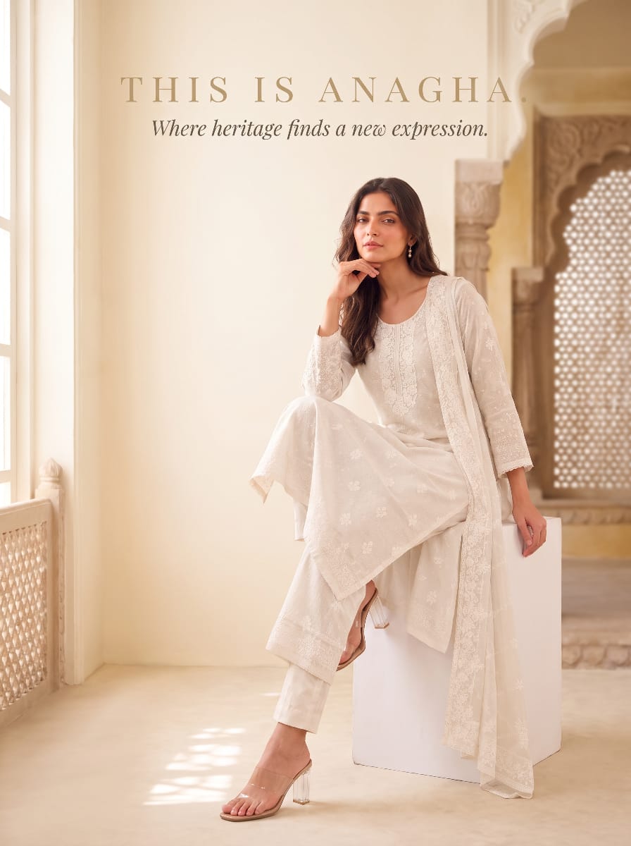 Half White Ethnic Motifs Yoke Design Embroidered Kurta with Pant and Dupatta