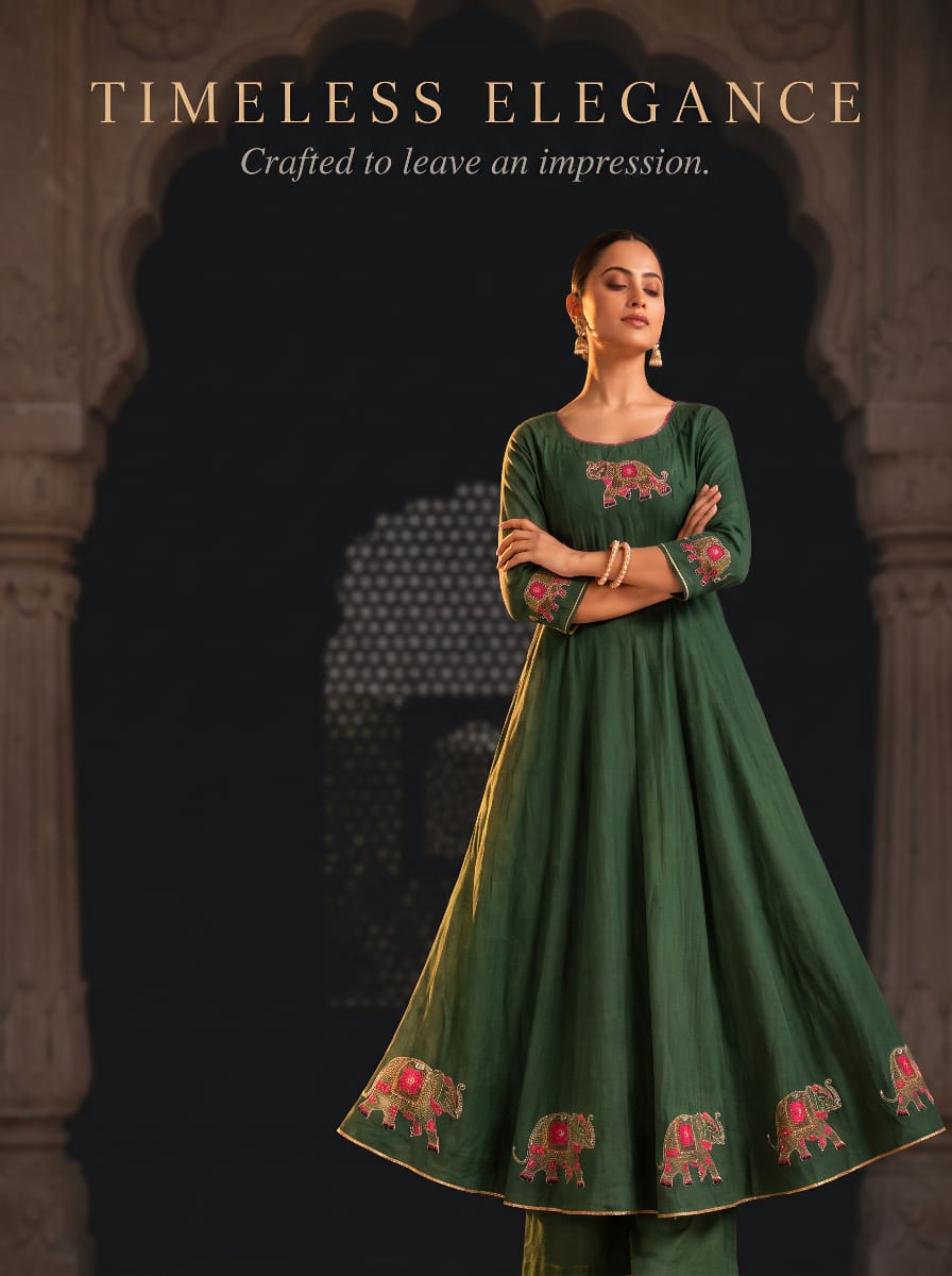 Dark Green Women's Cotton Kurta Palazzo Set