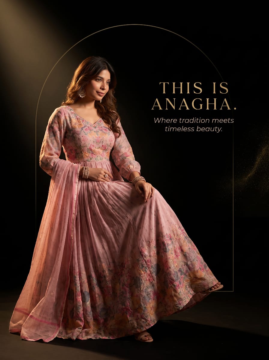 Dusky Mauve Pink Embroidered Maxi Gown and Dupatta Set